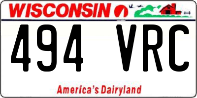 WI license plate 494VRC
