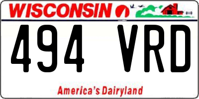 WI license plate 494VRD