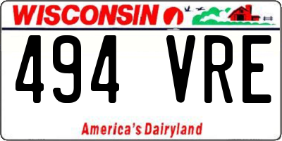 WI license plate 494VRE