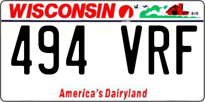 WI license plate 494VRF
