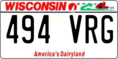 WI license plate 494VRG