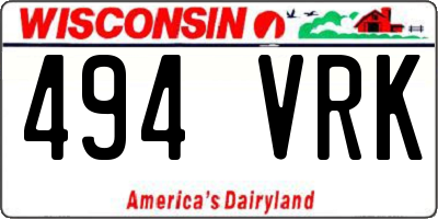 WI license plate 494VRK