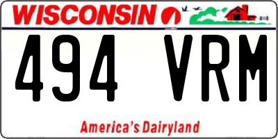 WI license plate 494VRM