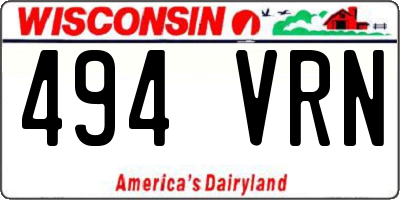 WI license plate 494VRN
