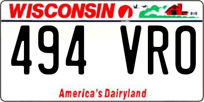 WI license plate 494VRO