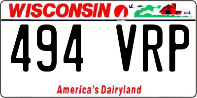 WI license plate 494VRP