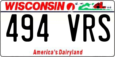 WI license plate 494VRS