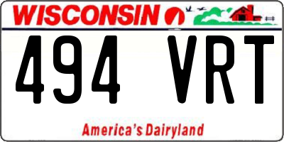 WI license plate 494VRT