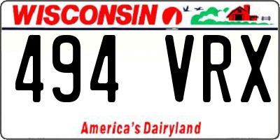 WI license plate 494VRX