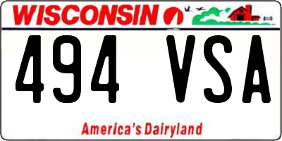 WI license plate 494VSA
