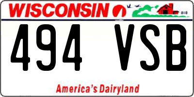 WI license plate 494VSB