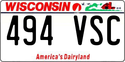 WI license plate 494VSC