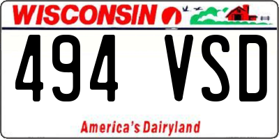 WI license plate 494VSD