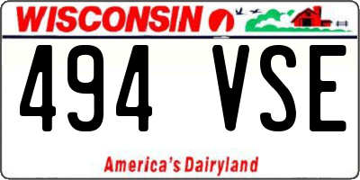 WI license plate 494VSE