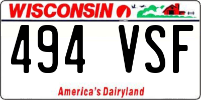 WI license plate 494VSF