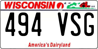 WI license plate 494VSG