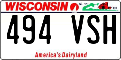 WI license plate 494VSH