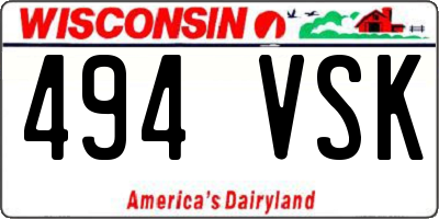 WI license plate 494VSK