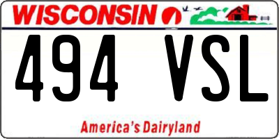 WI license plate 494VSL