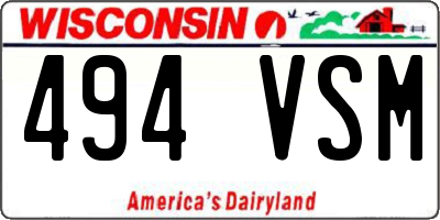 WI license plate 494VSM