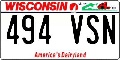 WI license plate 494VSN