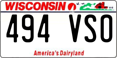WI license plate 494VSO