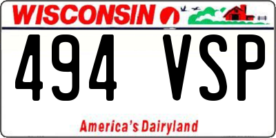 WI license plate 494VSP
