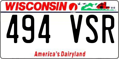WI license plate 494VSR
