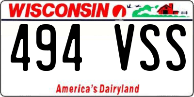 WI license plate 494VSS
