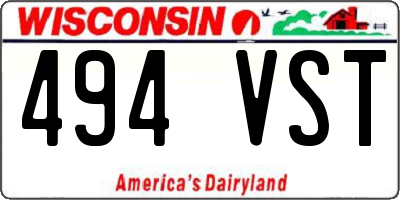 WI license plate 494VST