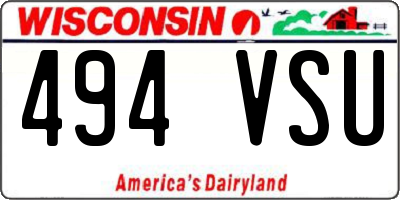 WI license plate 494VSU