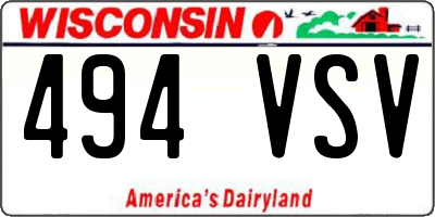 WI license plate 494VSV
