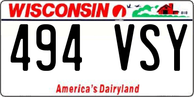 WI license plate 494VSY