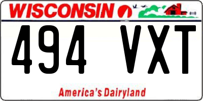WI license plate 494VXT
