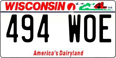 WI license plate 494WOE