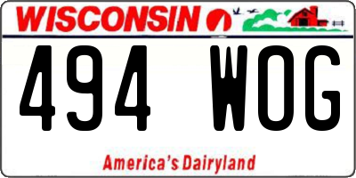 WI license plate 494WOG