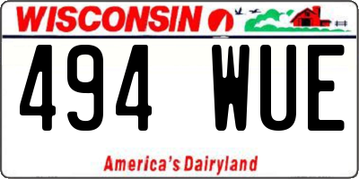 WI license plate 494WUE