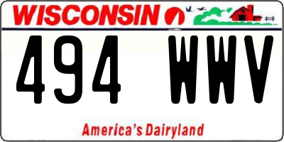 WI license plate 494WWV