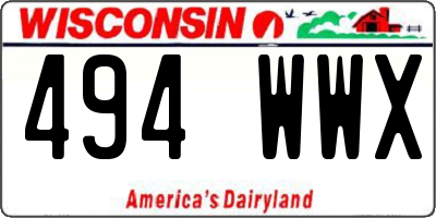 WI license plate 494WWX
