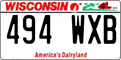 WI license plate 494WXB