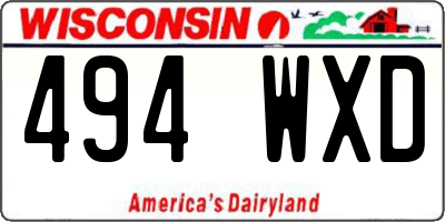 WI license plate 494WXD