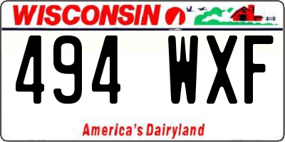 WI license plate 494WXF