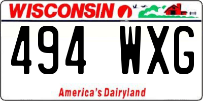 WI license plate 494WXG
