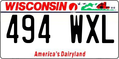 WI license plate 494WXL