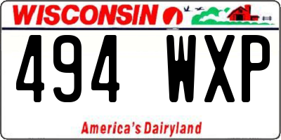 WI license plate 494WXP