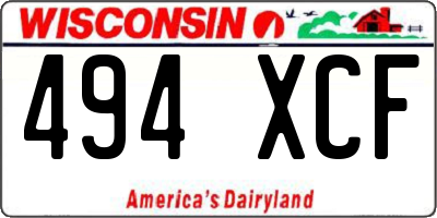 WI license plate 494XCF