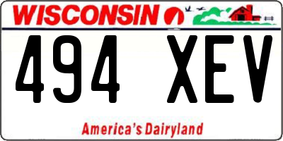 WI license plate 494XEV