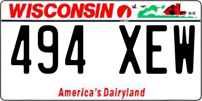 WI license plate 494XEW