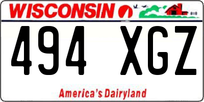 WI license plate 494XGZ
