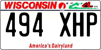 WI license plate 494XHP